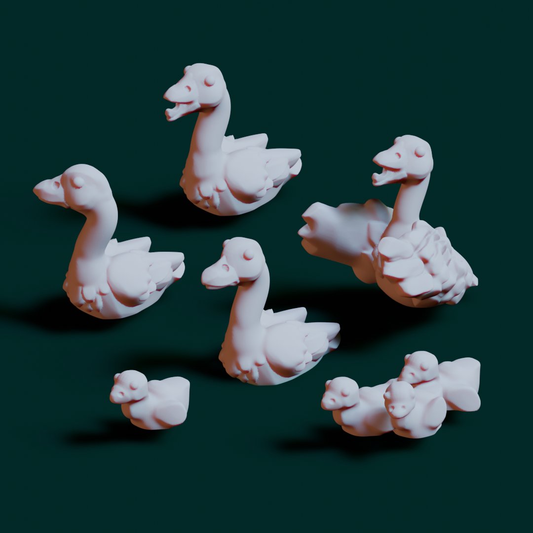 Cry 'havoc!', and let slip the geese of war!
I have sculpted some 10mm geese in a variety of poses to add to your bases, terrain or dioramas. There are also strips if you would like a silly unit!

All miniatures come pre-supported
cults3d.com/en/3d-model/ga…

#miniatures #wargaming