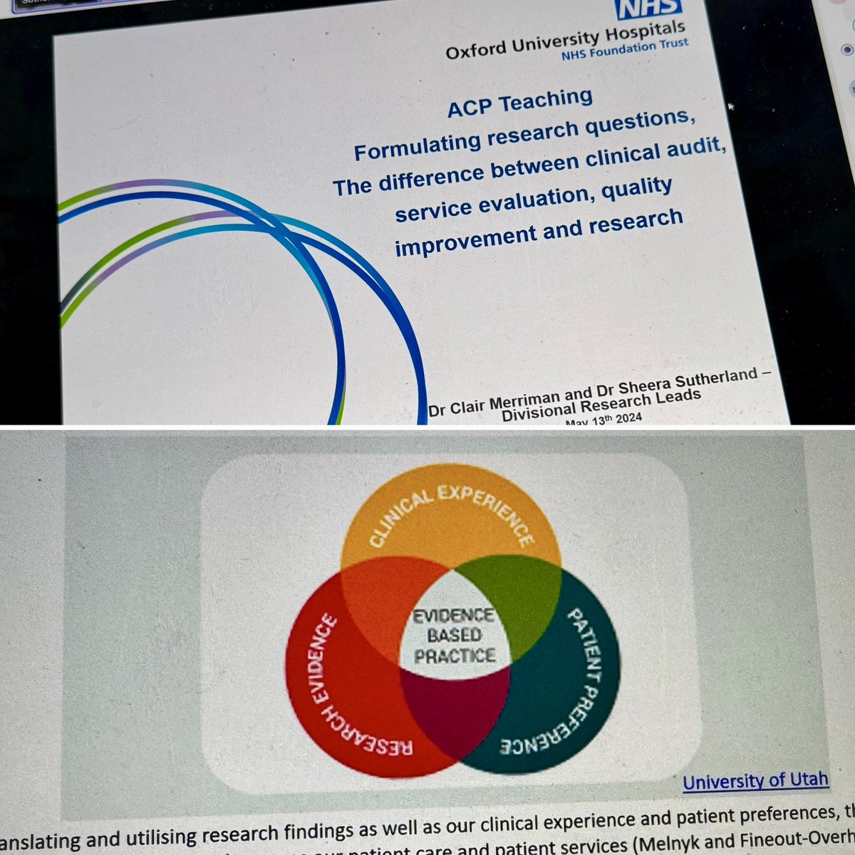 claireozz's tweet photo. Thanks @ClairMerriman9 & Sheera, for delivering a great session to facilitate development of research pillar capacity and impacts, for our AP roles and trainees this morning; for those who couldn’t attend, recording will be on our SharePoint page asap! #OUHAdvancedPractice @ouh https://t.co/KVOynxxlB9