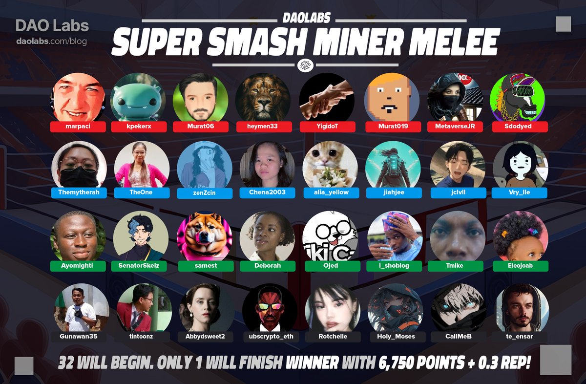 🤜 Super Smash Miner Melee: 14.05.2024 🎮32 Social Miners. More than 30,000 Points are up for Grabs. 6,750 Points and 0.3 REP as Survivor’s bounty! 🇳🇬 🇵🇭 🇹🇷 🗺 Which country do you bet on? Comment on user and country of your choice and win another 1000 Points if you're right.…