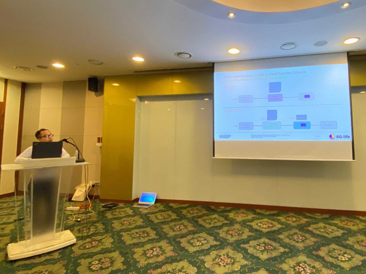At the 2024 IEEE/IFIP Network Operations and Management Symposium #NOMS2024, Dr. Doan presented his paper titled 'StateOS: Enabling Versatile Network Function Virtualization in Edge Clouds.' @tudresden_de @6gLife @IEEEorg