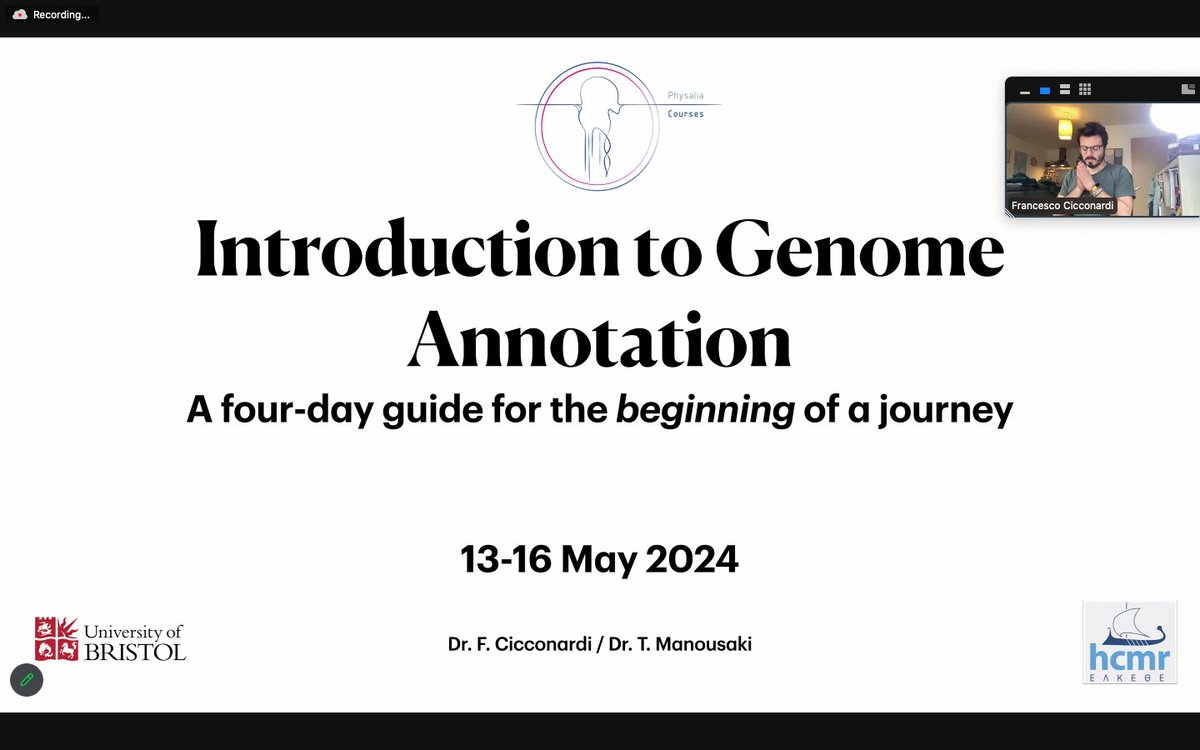 Very happy to start our 4-day course on Genome Annotation with @FCicconardi and @TerezaManousaki Let´s begin our new Journey into the complex and fascinating world of genome annotation.