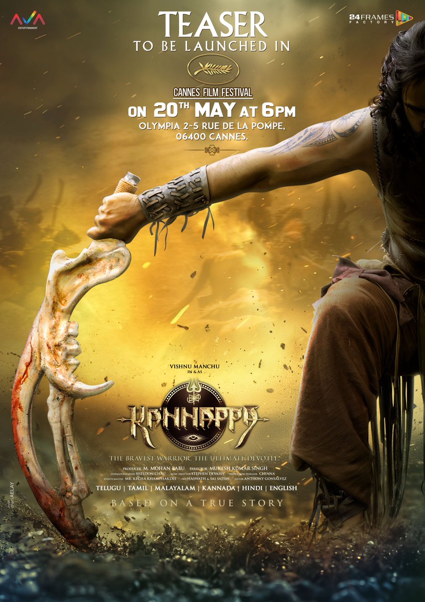 Unveiling the Teaser: Kannappa takes center stage by releasing its teaser at the 77th Cannes Film Festival marking a global milestone in Indian cinema @vishnumanchu @24FramesFactory @avaentofficial @KannappaMovie #KannappaMovie #ATrueIndianEpicTale #HarHarMahadevॐ