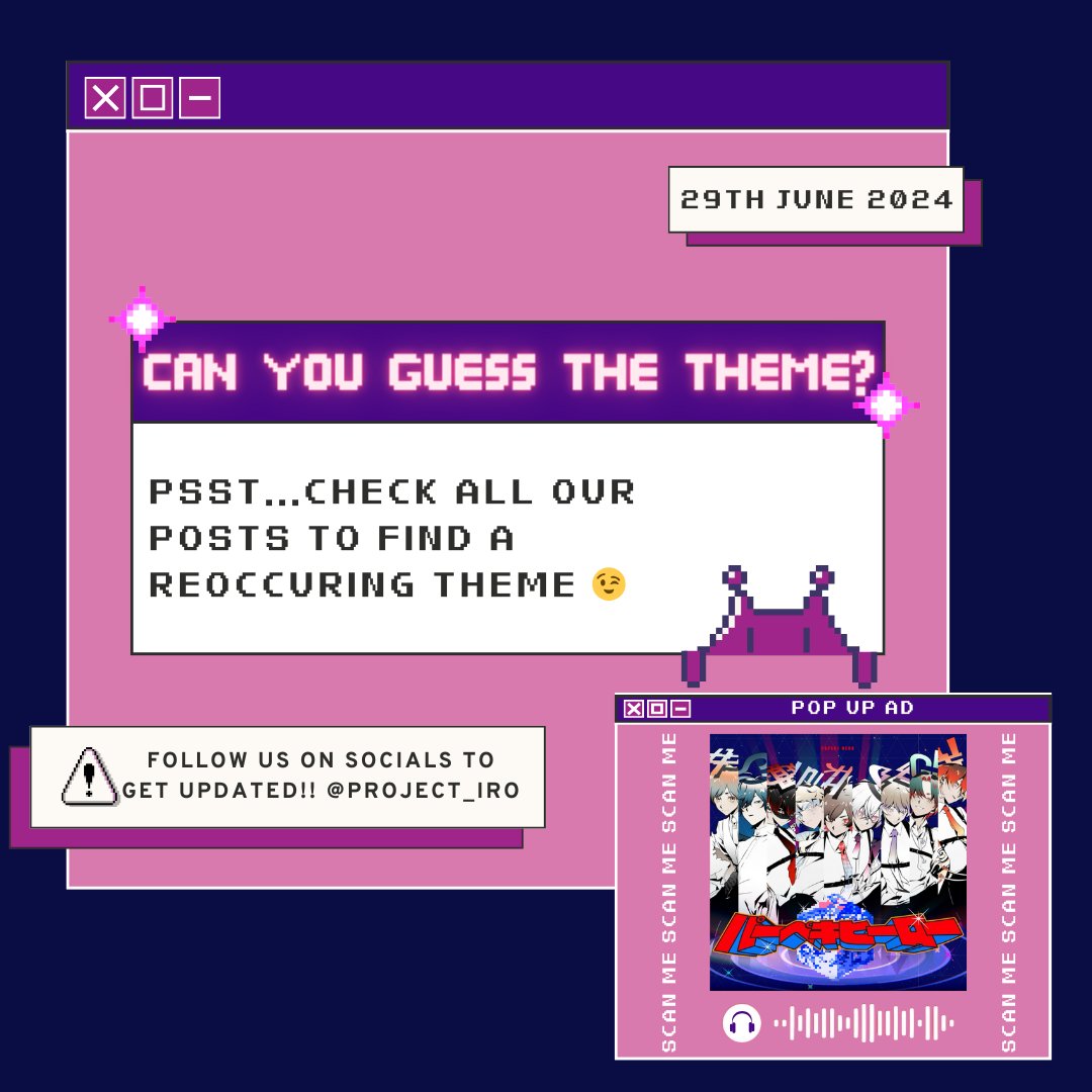 Project_IRO's tweet photo. Alright everyone!! Let’s play just one more game 😉

Guess the theme for our utaite fan gathering!! 👀 wonder what it could be~

#utaite #mafumafu #soraru #eve
#soramafuurasaka #ado #sakata #senra #amatsuki #eveharapeco #nqrse #96neko
#faneventmalaysia #cupsleeveevent https://t.co/W2ku16HLXW