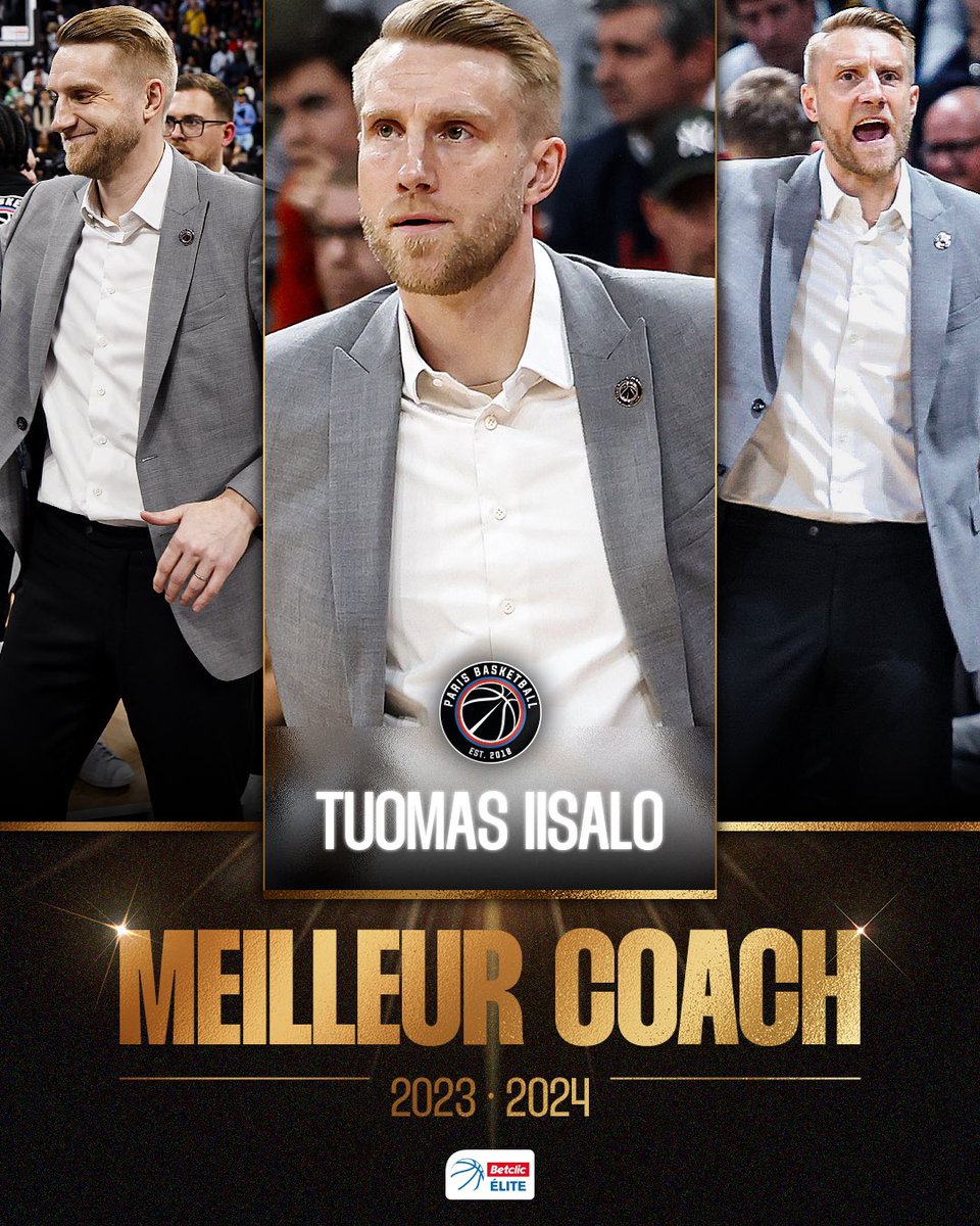 🇫🇮 Tuomas Iisalo, el maestro 🧠 🏆🏆 Déjà élu meilleur coach de l'année en Eurocup, le technicien finlandais réalise le doublé et est élu meilleur coach de #BetclicELITE ! #TrophéesLNB