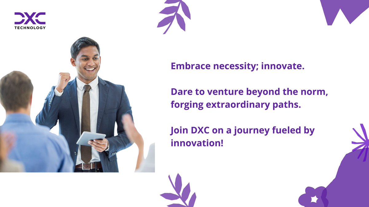 Innovation isn’t an option; it’s a necessity. Break free from the ordinary, explore uncharted territories, and create something remarkable. DXC thrives on innovation—be part of the journey! 🚀🔥 #InnovationMatters