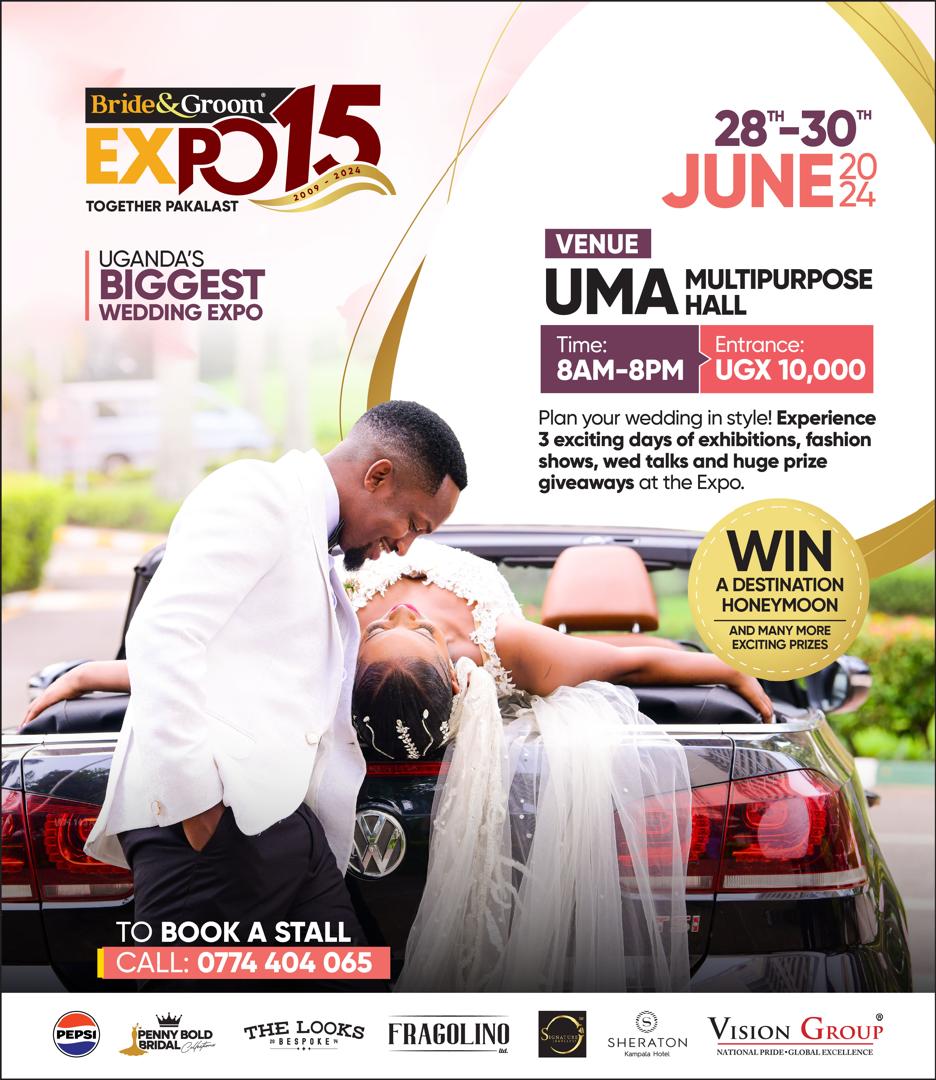 The wait is over! 🎊 Join us at #BrideAndGroomExpo, where love and celebration unite. This year’s theme: ‘#TogetherPakalast.’ Save the date: June 28th-30th at UMA Multipurpose Hall, Lugogo. Get your tickets now for only sh10,000! 💍❤️#VisionUpdates