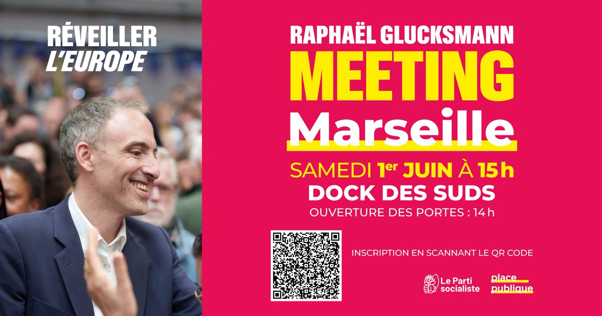 📣 Le 1er juin, venez réveiller l'Europe à Marseille !

🔴🟡Nous serons la grande surprise des élections européennes !
📍Rdv pour le meeting de Marseille le samedi 1er juin à 15h aux Docks des Suds

🖊Je m’inscris à l’événement ici ➡ vu.fr/EMGXX

#ReveillerLEurope