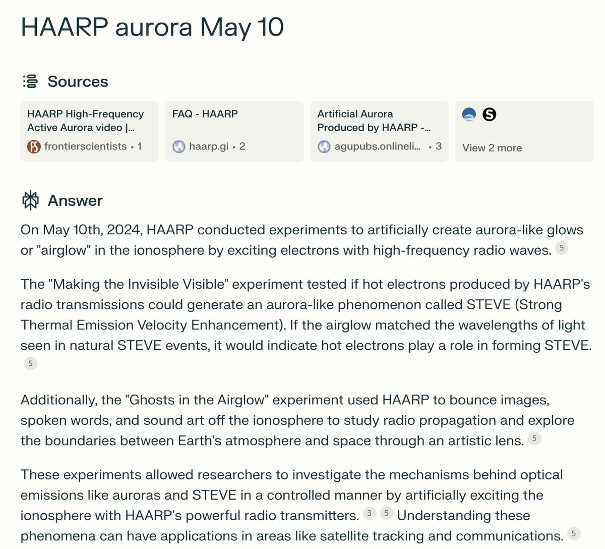 Beklendiği gibi, dünya çapındaki bu 'Aurora Borealis' HAARP'ın elektromanyetik art denemelerinin etkileriydi. 
Deneye tabi tutulduk.