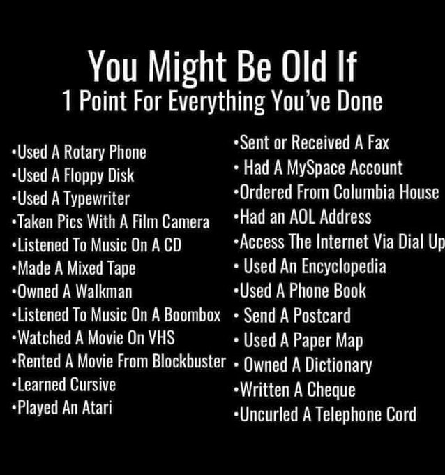 21, should be 22 because while i was never on myspace, i did have a 'friendster' account which was even earlier. most of this is gen X though. boomers and silent gen would score lower.