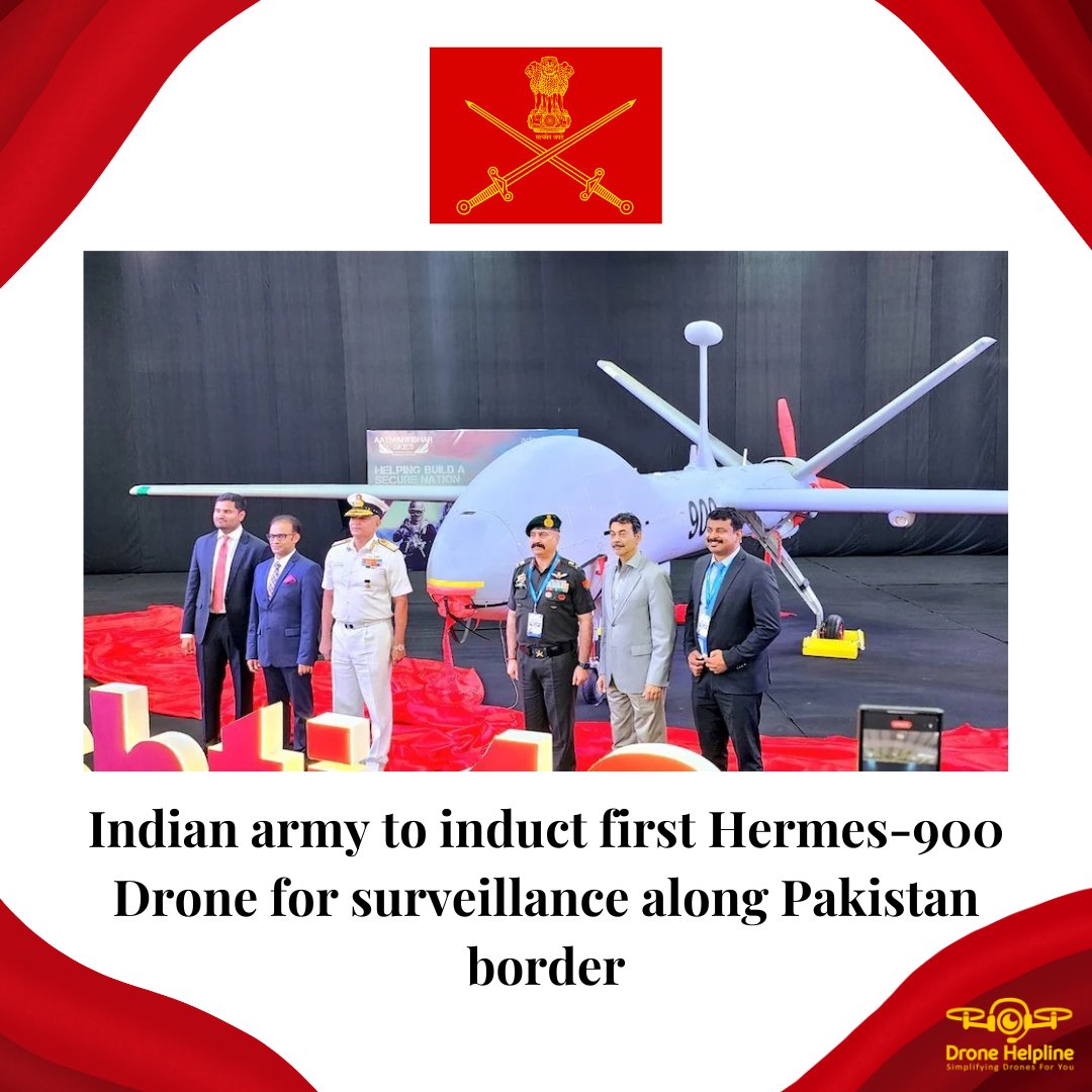 🌟 Indian Army to Deploy Hermes-900 Drone for Border Surveillance 🛡️🚁 Exciting developments in defence tech! #IndianArmy Read More: bit.ly/4bBumB2 #DefenseTech #MakeInIndia #AdaniDefence #drone #MilitaryTechnology #droneinnovation #UAV #dronehelpline