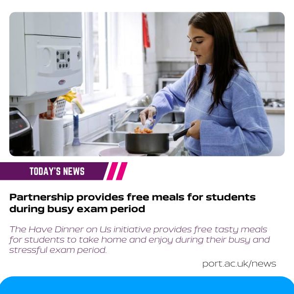 Starting today, the Have Dinner on Us initiative between @portsmouthuni and @Be_HSDC will provide free tasty meals for students to take home and enjoy during their busy and stressful exam period. 😋 Find out more about how students can heat and eat! go.port.ac.uk/MIWr7v