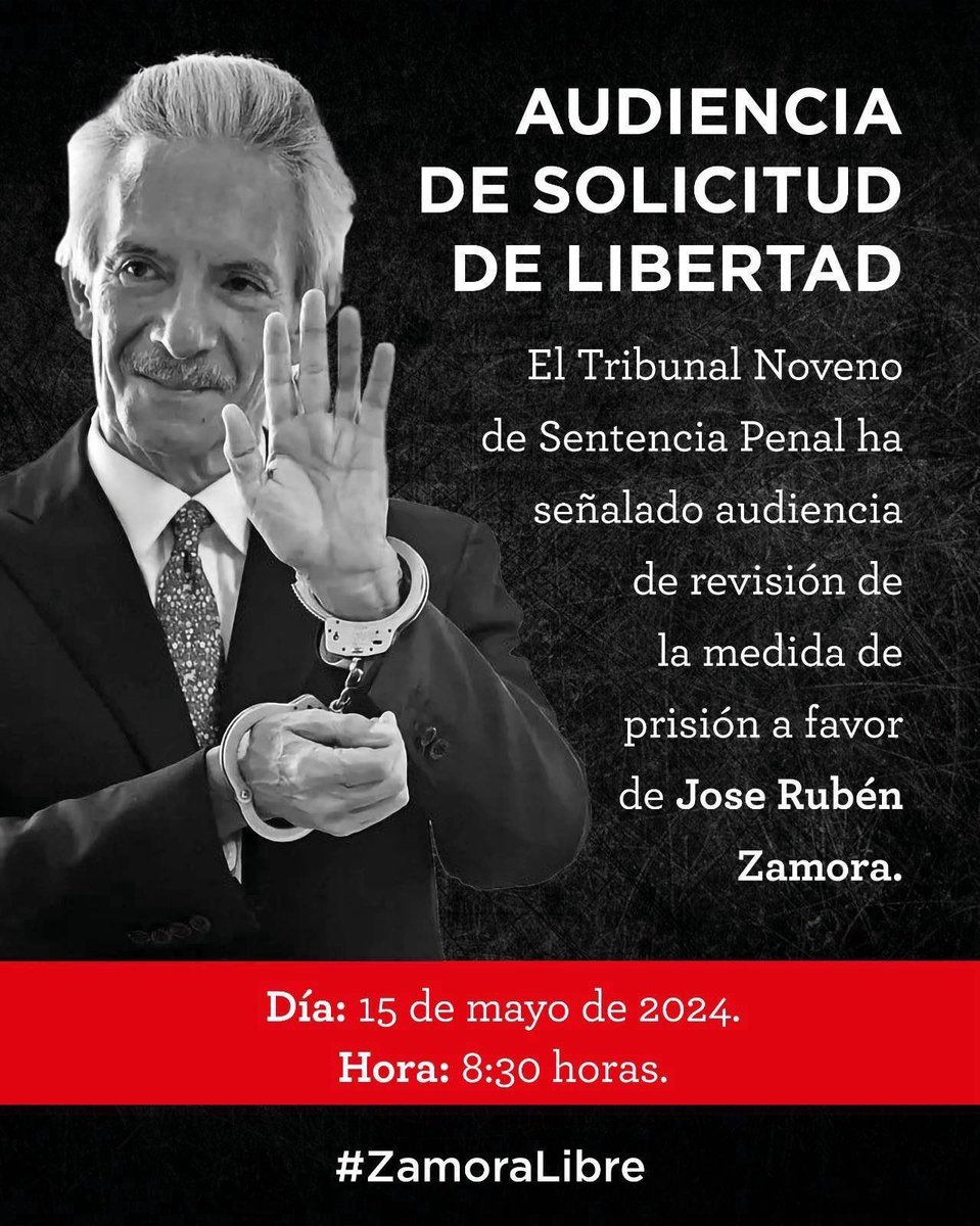 Mi papá, el periodista #JoseRubénZamora lleva 654 días en prisión preventiva mientras enfrenta procesos espurios en su contra. Su próxima audiencia es el 15 de mayo. Esperamos respeten el derecho constitucional de PUBLICIDAD y se le permita defenderse en libertad. #ZamoraLibre