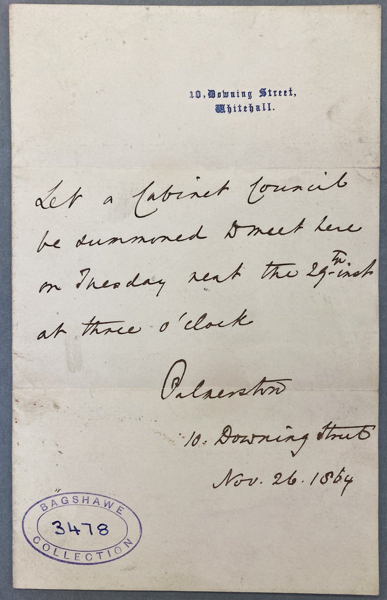 When you're repackaging a collection and suddenly come across a note written by Lord Palmerston in Downing Street… #HBAHFame #ExploreYourArchive