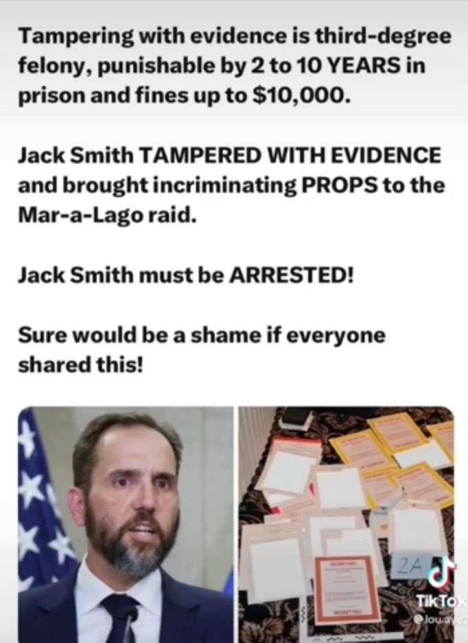 Jack Smith should be arrested and face the maximum punishment allowed. Who feels the same? 🙋‍♂️👇