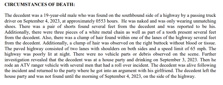 #new The Full ME's report on Noah Presgrove is out. It lists the cause as blunt force trauma. The manner is undetermined. The narrative caught my attention. It seems to give more details about what happened in the hours before his death. @kfor