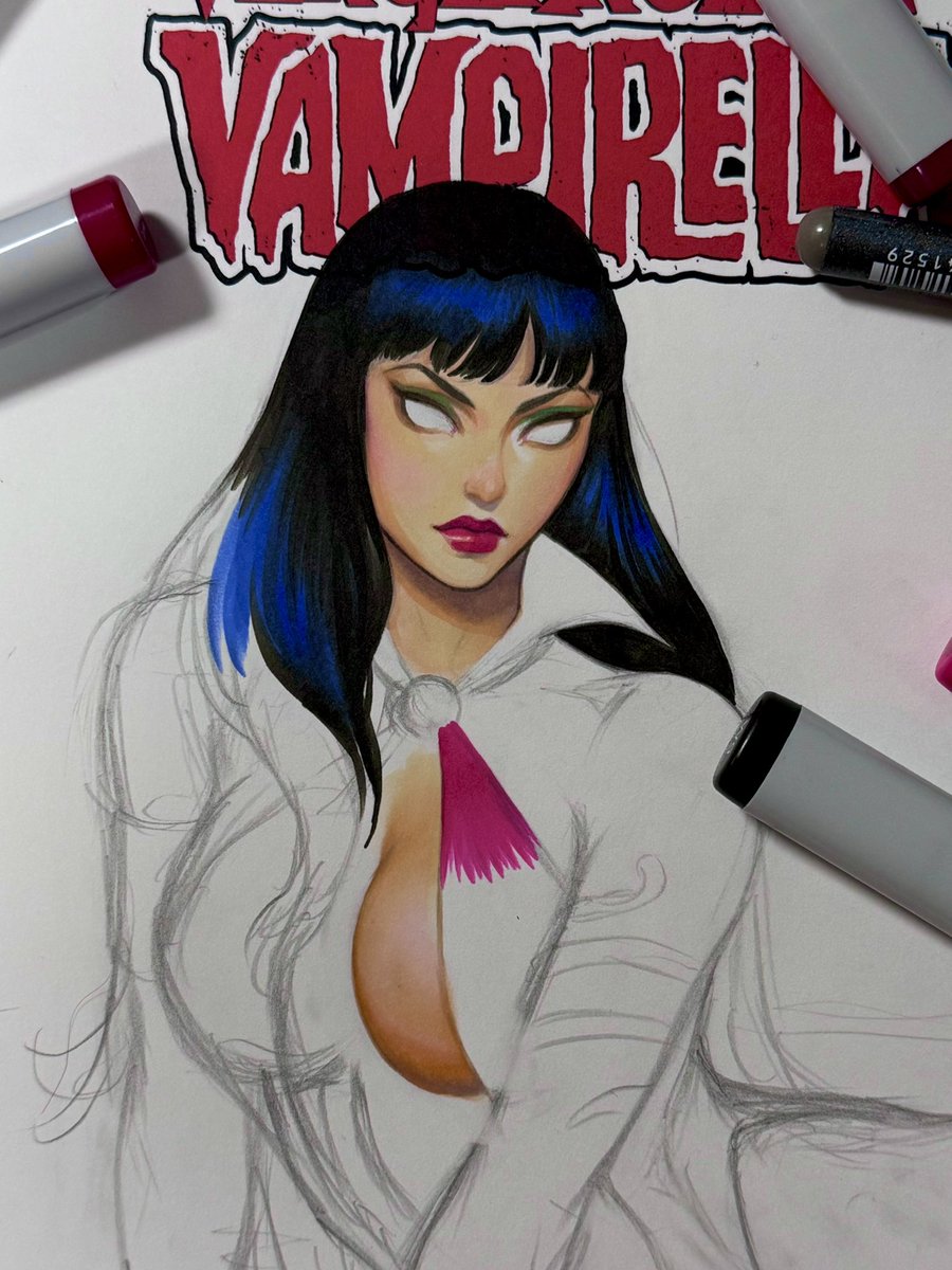 Back to my roots I guess? Cranking out some remaining pieces - here is a Vampirella wip!