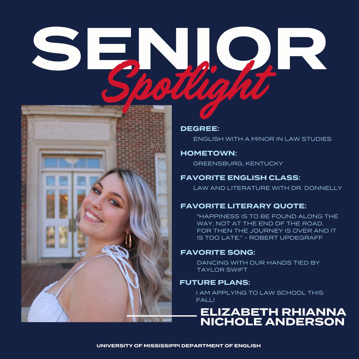 SENIOR SPOTLIGHT! Congrats, Elizabeth!
