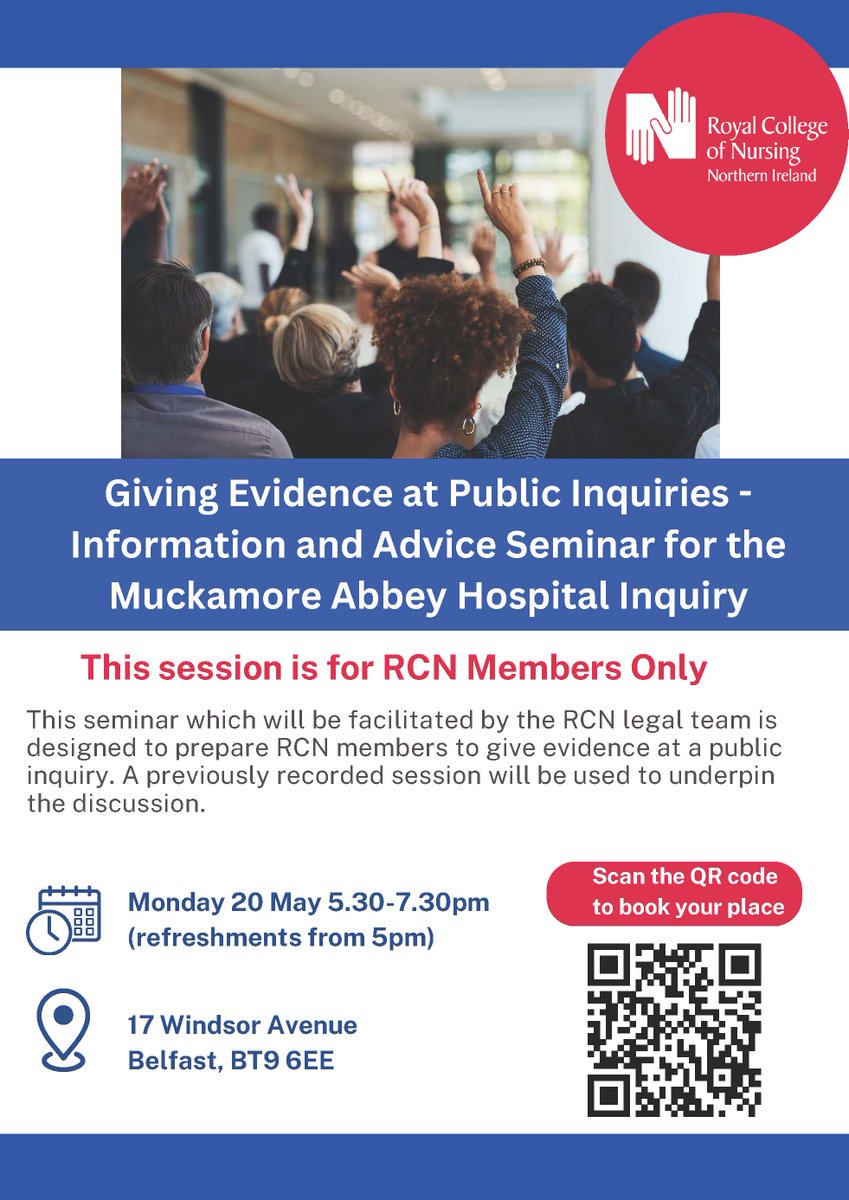 Be prepared! Join the Muckamore Abbey Hospital Inquiry seminar, where our expert RCN legal team offers guidance and information on giving evidence at public inquiries. Don't miss our discussion supported by a previously recorded session. bit.ly/3wj9H5Q