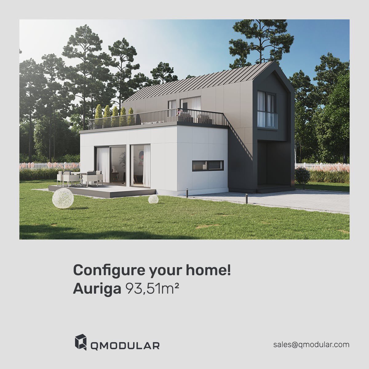 🏡 New house in the QMODULAR configurator! 🌪️

Auriga - all-year-round #modularhouse with a pitched roof. The spacious living room with open kitchen, 2 bathrooms and 3 bedrooms will guarantee comfort for your family!

Configure your dream house today! 
👉🏼 hello.qmodular.com