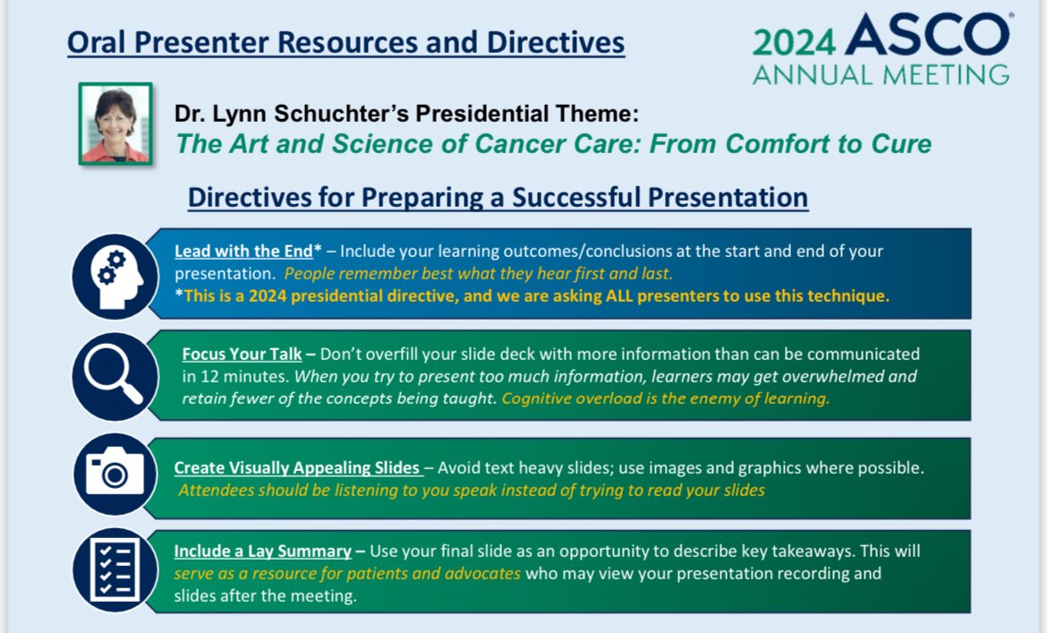 #ASCO24 Wonderful initiative by @ASCOPres to make all ASCO presentations this year digestible with: 1) 💫🔑 takeaways - lead with the end 2) Visual 🖼️ over 📑 3) Lay 🧑‍🧑‍🧒summaries 🙏🙏🙏