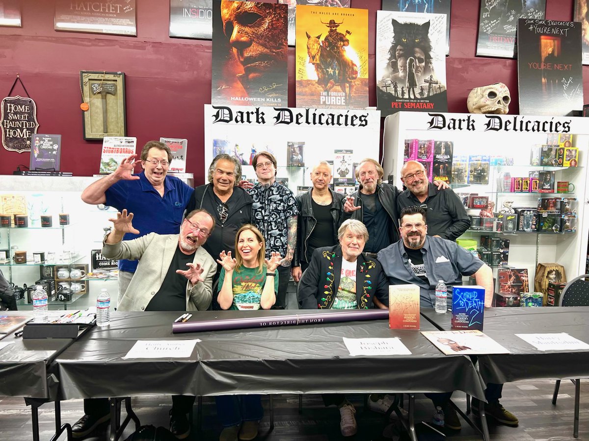 They don't get out much but had a great Dark Delicacies signing - Richard Band, Craig Safan, Harper Smith, Joseph Bishara, Charles Bernstein, Harry Manfredini, Alan Howarth, Holly Amber Church, Christopher Young, & J. Blake Fichera