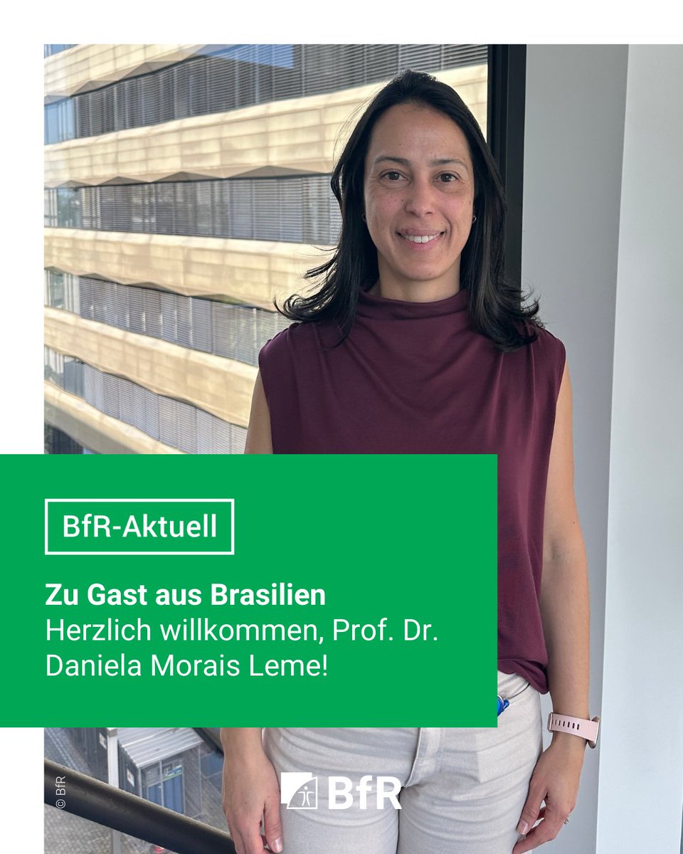 Daniela Morais Leme von der @UFPR ist für drei Jahre zu Gast am BfR. Die Toxikologin ist Forschungsstipendiatin der @AvHStiftung. Am BfR wird sie ihre Forschung zu Kombinationswirkungen von Pestiziden und Microcystinen fortführen. Wir freuen uns auf die Zusammenarbeit!