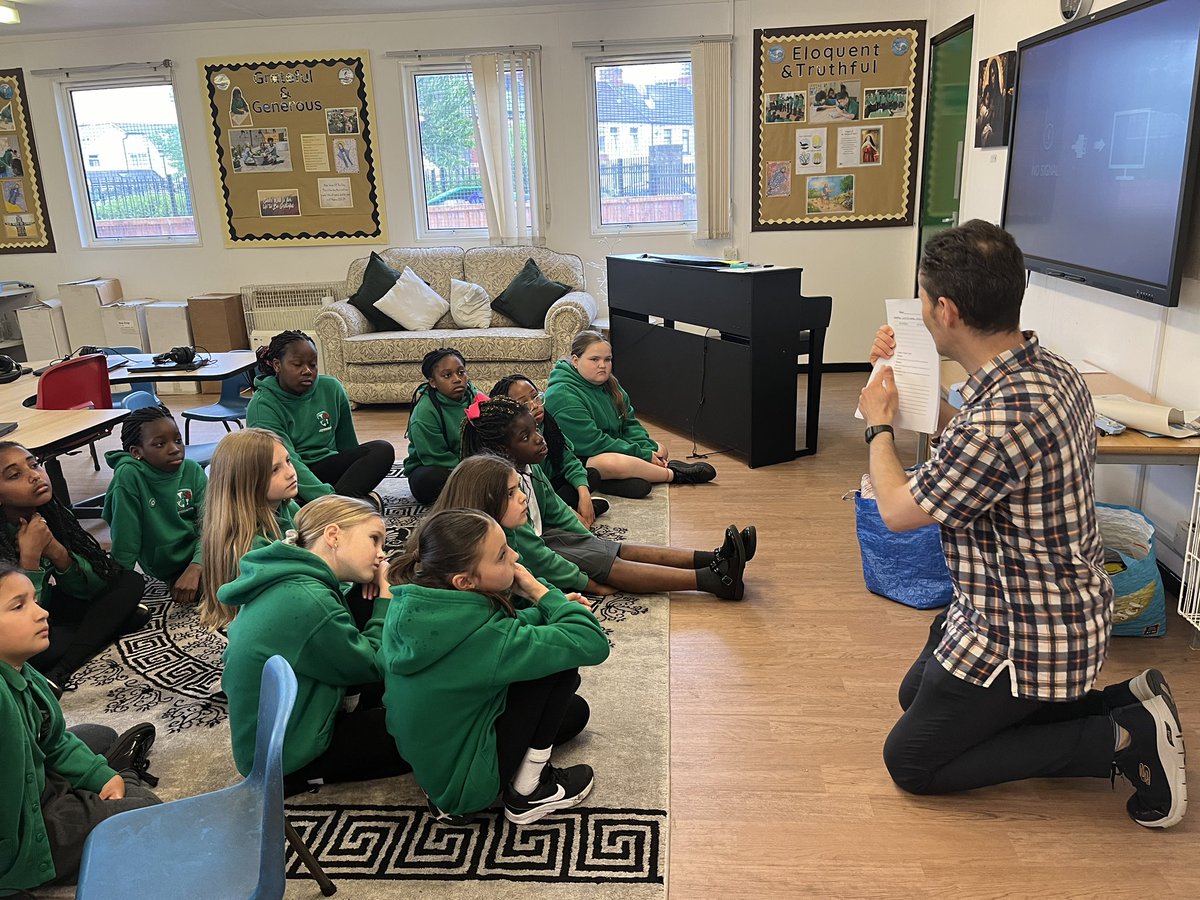 The @songwritingdoc is working with our Little Disciples today to create our school anthem! He is MAGIC!!! #faithhopelove