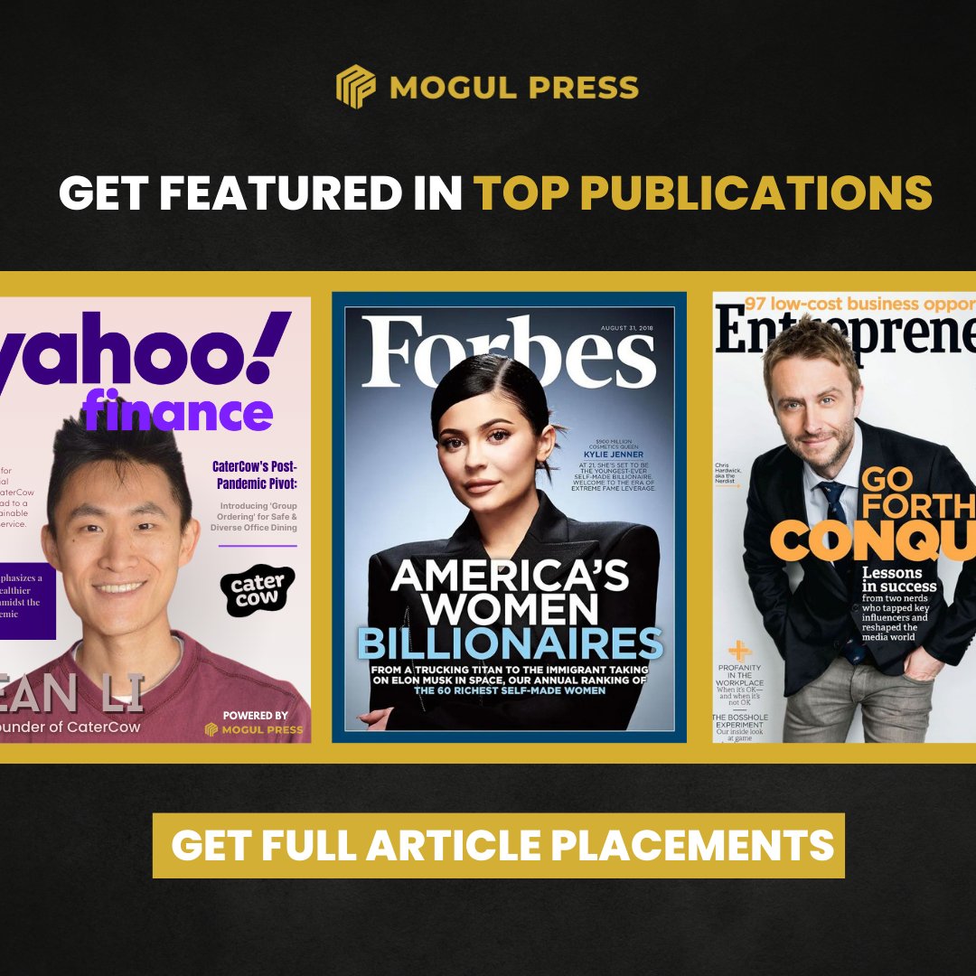 Entrepreneurs! Get the credibility boost you deserve. Secure a full article placement in a Top Publication with Mogul Press. Get in touch with us today!

#mogulpress #magzinesfeatures #forbesfeatures #credibility #prcommunity  #googleranking