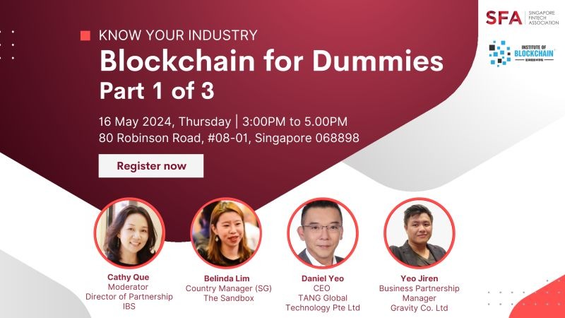 Don't miss our very own @belindalzh speaking at 'Blockchain for Dummies' by Singapore Fintech Association this Thursday! 🌟

Explore the vast potential of #blockchain & #Web3 as industry experts demystify this transformative tech. 

Event Details:
🗓️ May 16, 2024
⏰ 3-5 PM
🌐 80…