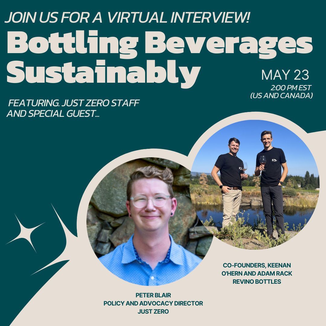 Join Just Zero for a 30-minute virtual interview with Keenan O'Hern and Adam Rack, the Co-Founders of Revino, who are reviving the #refillable glass bottle ecosystem for beverage producers and consumers.🍾 RSVP.👇📅 buff.ly/4btyjaT