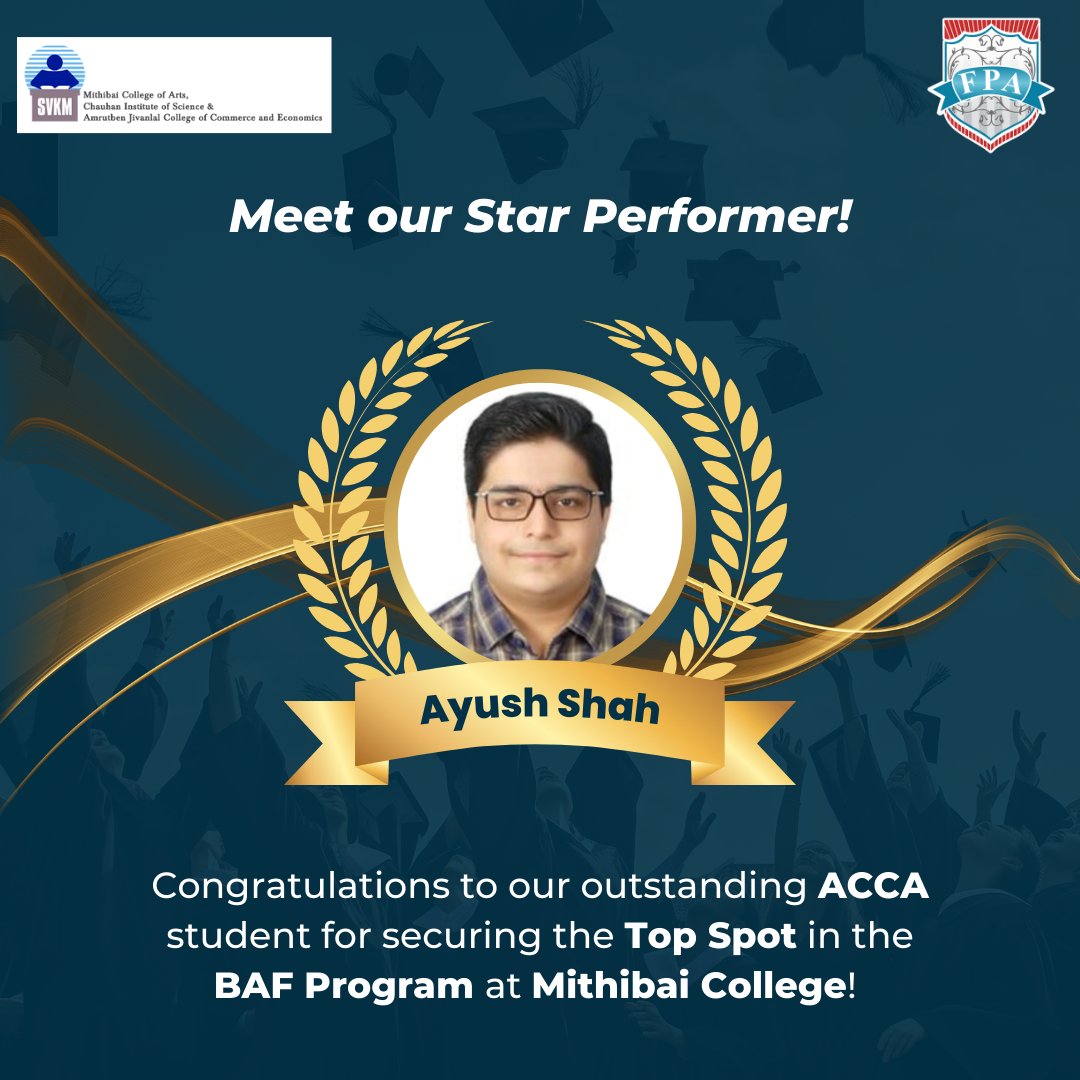 Congratulations to our outstanding ACCA student for securing the Top Spot in the BAF Program at Mithibai College.

#FPA #FPAEdutech #StudentSuccess #SuccessStories #StudentAchievement #College #ACCA #ACCAStudent #Congratulation #BAFProgram #Program #Course #CareerOpportunities