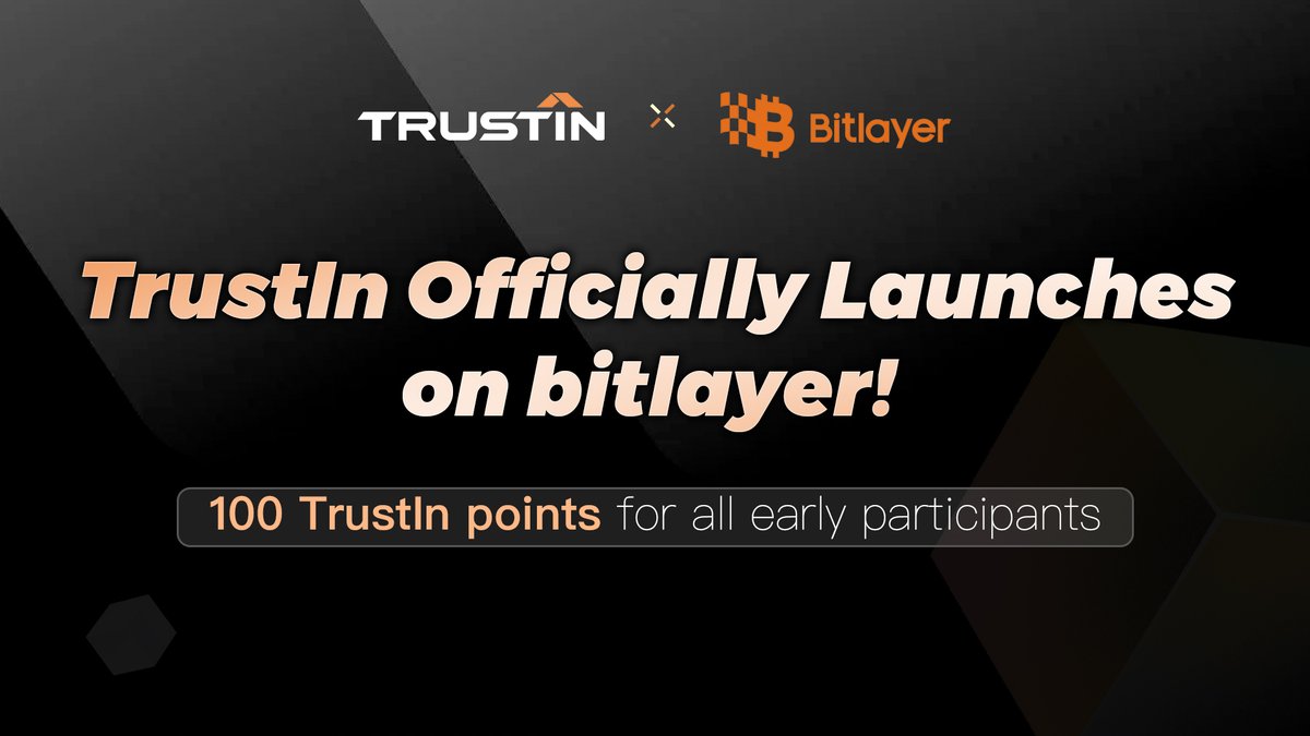 TrustIn_Finance's tweet photo. Let's celebrate the official launch of #TrustIn together! We have partnered with @Bitlayerlabs and @mesonfi to host an early points #airdrop event.

From May 13th to 20th, all participants who bridge assets to #Bitlayer via Bitlayer Bridge or Meson, and lend or borrow at least $100 worth of assets in TrustIn for one day, will receive an additional 100 TrustIn points. Join us now and secure your reward!

More info👇https://t.co/6WLwudTM3j