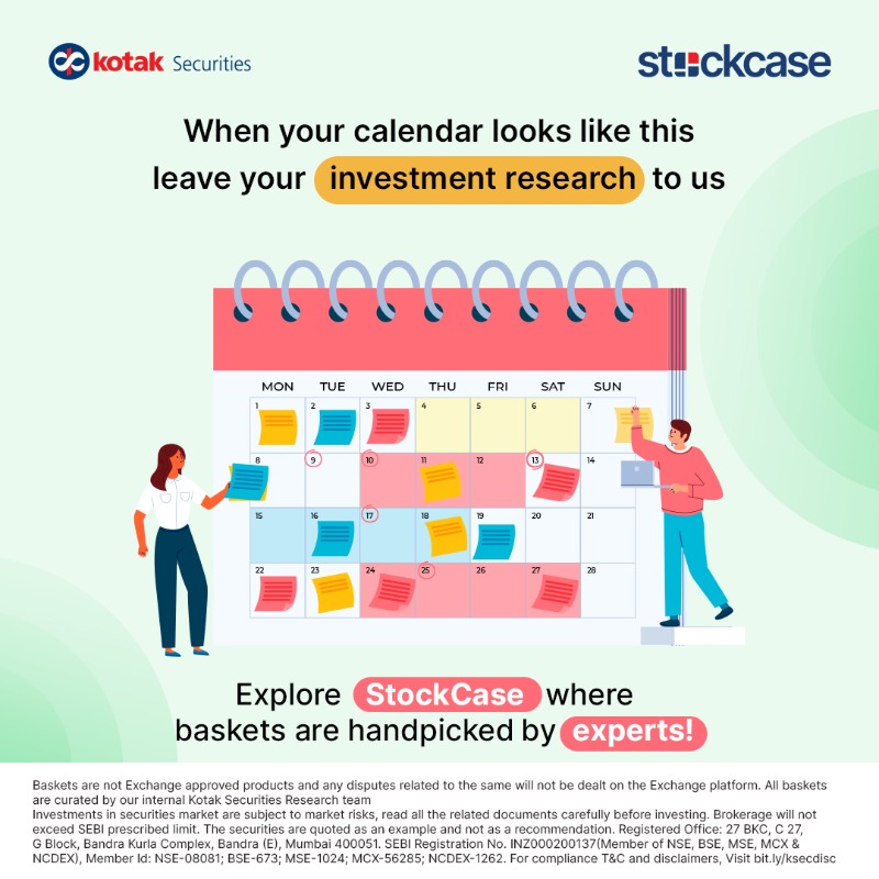 kotakneo's tweet photo. Busy days call for simple solutions!📆
Explore StockCase on Kotak NEO, where expert hand-picked baskets are tailored for you.
#KotakSecurities #KotakNeo #StockBaskets #StockMarket