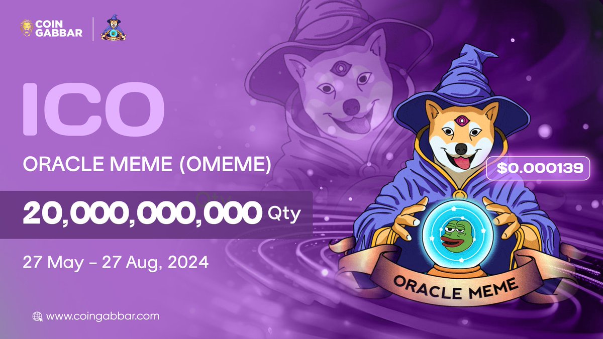🥳#ORACLE MEME Presale start on 🗓️27th May🥳 Qty: 20,000,000,000 ICO  Price: 0.000139 (USDT) Goal: 2,780,000 ORACLE MEME aims to become a leading  meme coin by leveraging the power of community, creativity, and