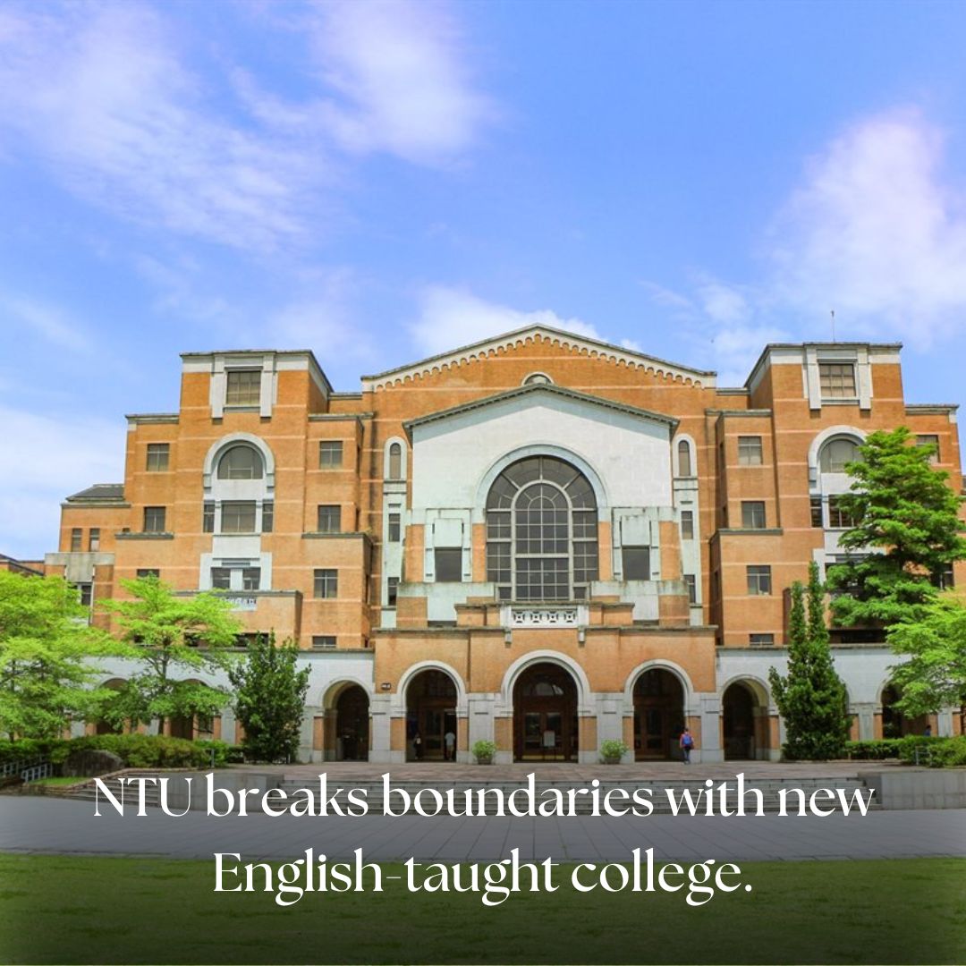 NTU breaks boundaries with new English-taught college. 📚✨ 
#NTU #InternationalEducation #EnglishCourses #GlobalLearning #TaipeiCampus #EducationalInnovation