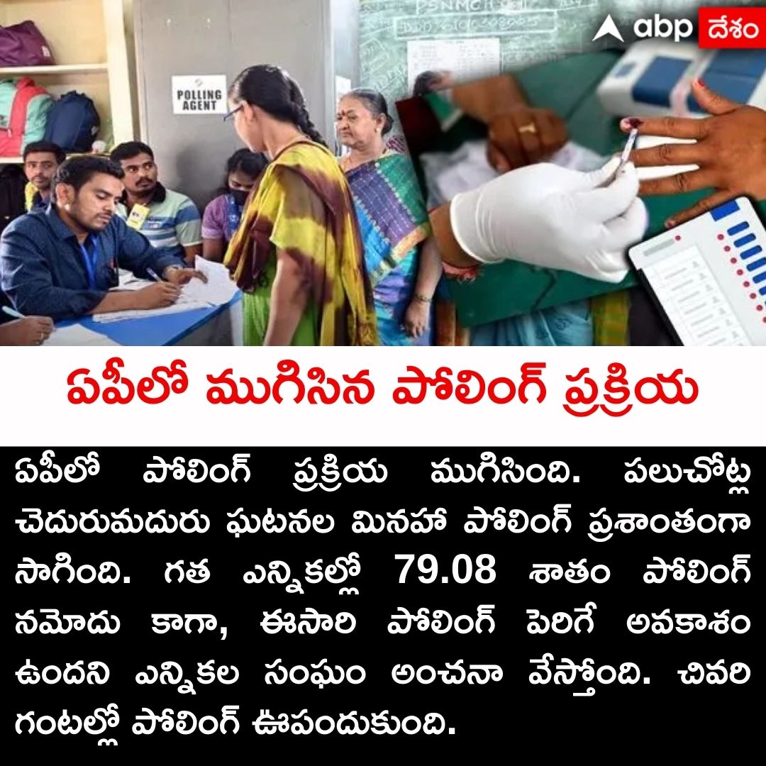 ఏపీలో ముగిసిన పోలింగ్ ప్రక్రియ
#ElectionDay #LokSabaElections2024 #Phase4 #apelections #apassemblyelections2024 #Elections2024 #abptelugunews #abpdesam