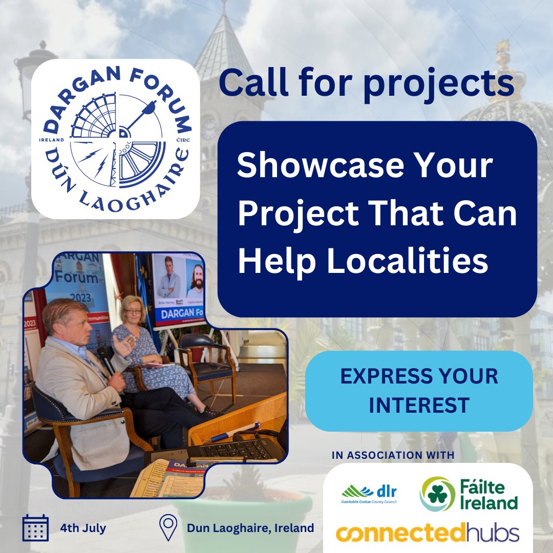 Calling all innovators! Do you have a project that's making local communities thrive? We want to showcase your work at the Dargan Forum. Express your interest to share how you're helping localities sustain & grow! bit.ly/3JSupN4 @connectedhubs @dlrcc @Failte_Ireland