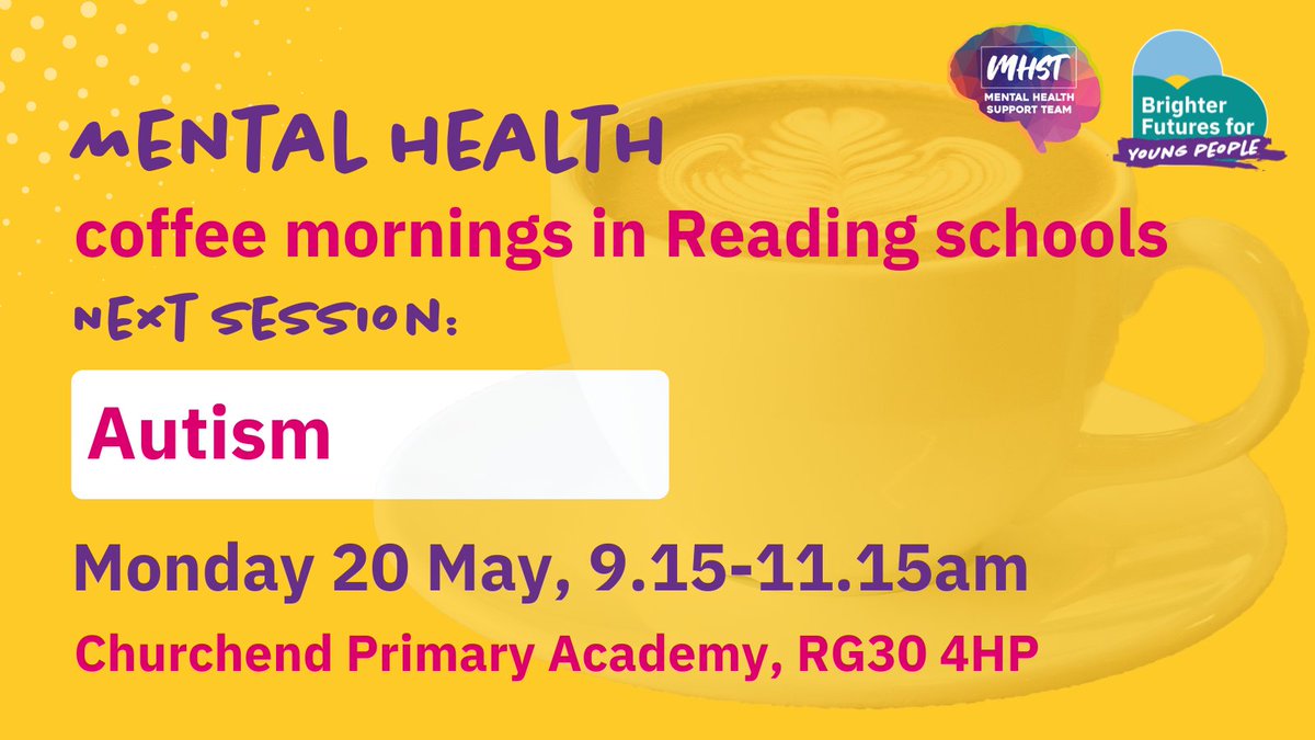 Join Amanda Mavunga, Senior CAMHS Clinician at BFfC, to chat & learn about how to support your child if they have #autism. 📅 20 May ⏰ 9.15-11.15am 📍Churchend Primary Academy, RG30 4HP More info: ⭐️ ow.ly/VVM750RvfRO #rdguk #MentalHealth