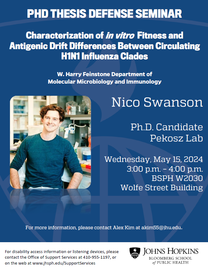 Nico Swanson of @andrewpekosz Lab Defends his Dissertation this week!