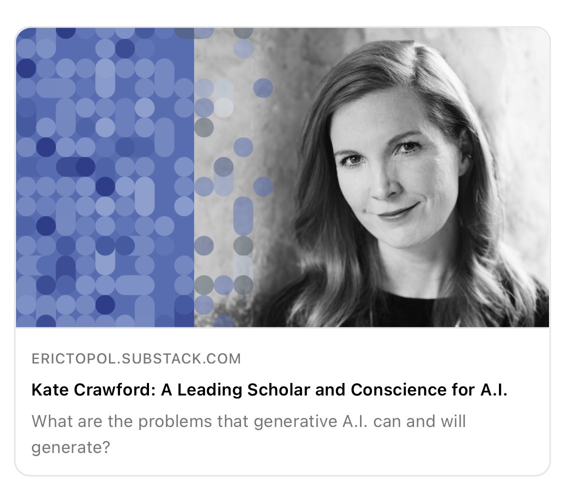 What are the things we should be concerned about by generative #AI? @katecrawford is on it. The new Ground Truths podcast (link in profile)