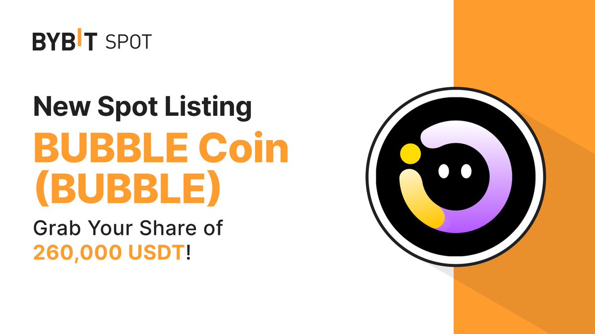 📣 $BUBBLE Deposits via the ETH network  are open with @Imaginary_Ones

Listing: May 14, 2024, 10 AM UTC. Stand a chance to grab a share of the 260,000 $USDT Prize Pool

🎁 Token Splash: i.bybit.com/1abg8a9O
🌐 Learn More: i.bybit.com/16CDabM9

#TheCryptoArk #BybitListing