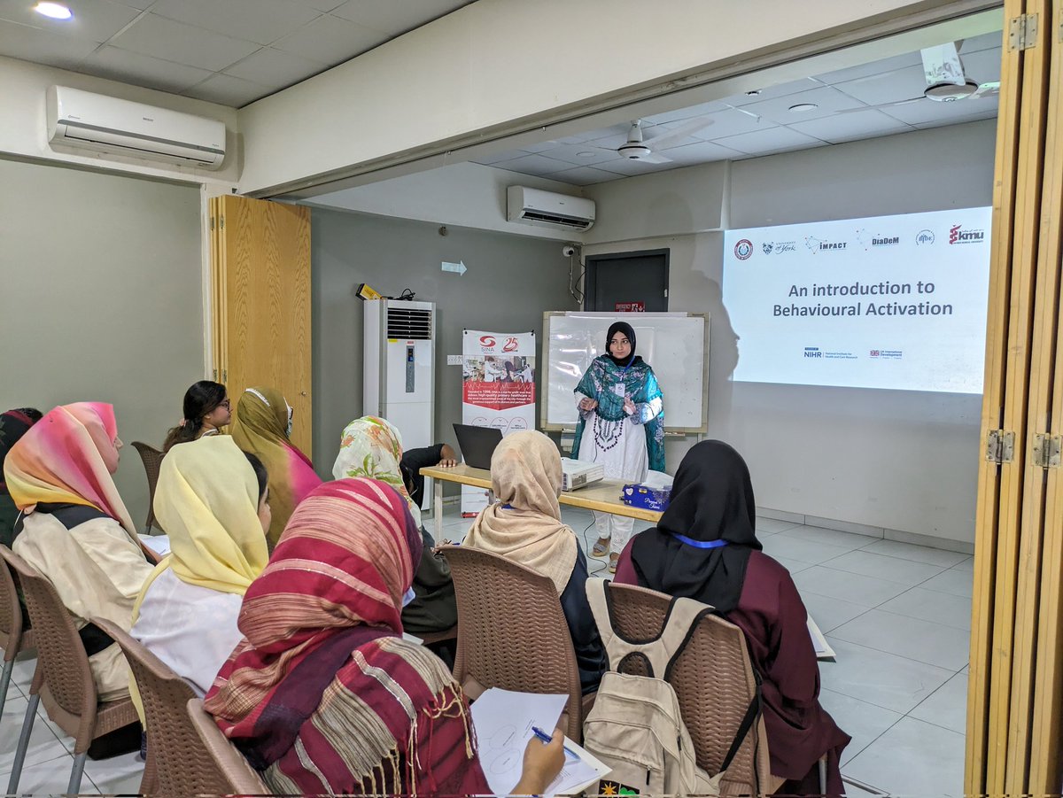 NidaAfsheen2's tweet photo. Rolling out Behavioural Activation training at SINA headquarters, Karachi engaging lay counsellors, clinic technicians, physicians &amp; mental health professionals working in the primary healthcare units of SINA.
#BehaviouralActivationtraining
@NIHRglobal @DiaDeM_NIHR @IMPACT_NIHR https://t.co/onuWfNXhKX