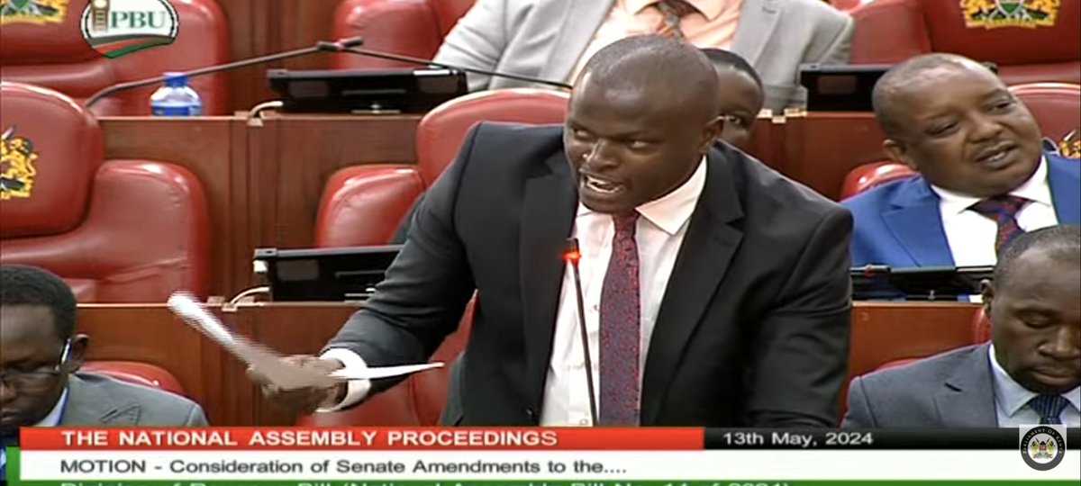 Chairperson, Budget and Appropriations Committee, Hon. @NdindiNyoro tables the Report on the Committee's consideration of Senate amendments to the Division of Revenue Bill, 2024. Budget and Appropriations Committee in its Report rejects the Senate Amendments. 'Whereas we set a