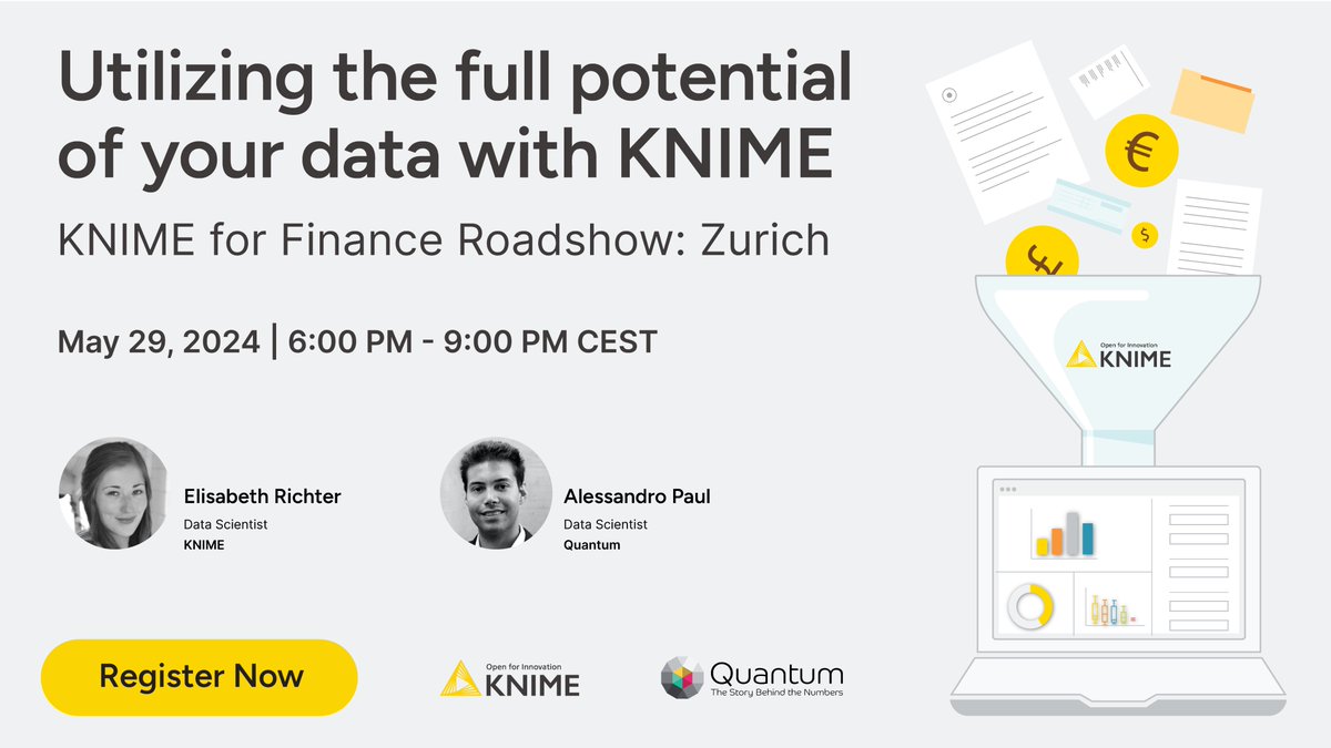 QuantumBIS's tweet photo. #KNIME #Finance Roadshow #Zürich 29.05.24 –  two solutions to common problems in Finance. 

🎟️ Register https://t.co/qocTg5844B
#datascience #excelautomation #financialworkflow #dataanalytics #businessuser https://t.co/cln4DIGrxm