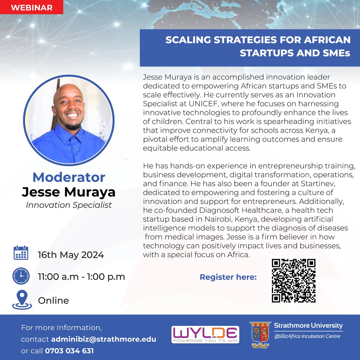 Meet our speaker @itsJesseMuraya! He will be speaking at our webinar on Scaling Strategies for African Startups and SMEs! 🚀🌍 Join us on 🗓️16th May 2024, 11:00 a.m. - 1:00 p.m. to learn how to grow your business in today's economy. 💡 Register now bit.ly/ScalingStrateg…… 🔗