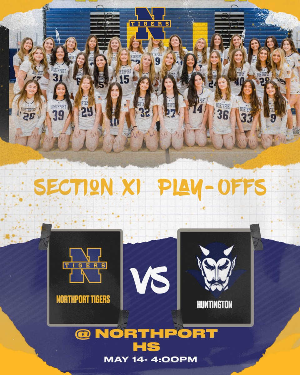 Our Varsity Girls Lacrosse Team will be hosting Huntington HS, Tuesday May 14, 4pm in the Section XI Class A Quarter-Finals. Lets go Tigers!