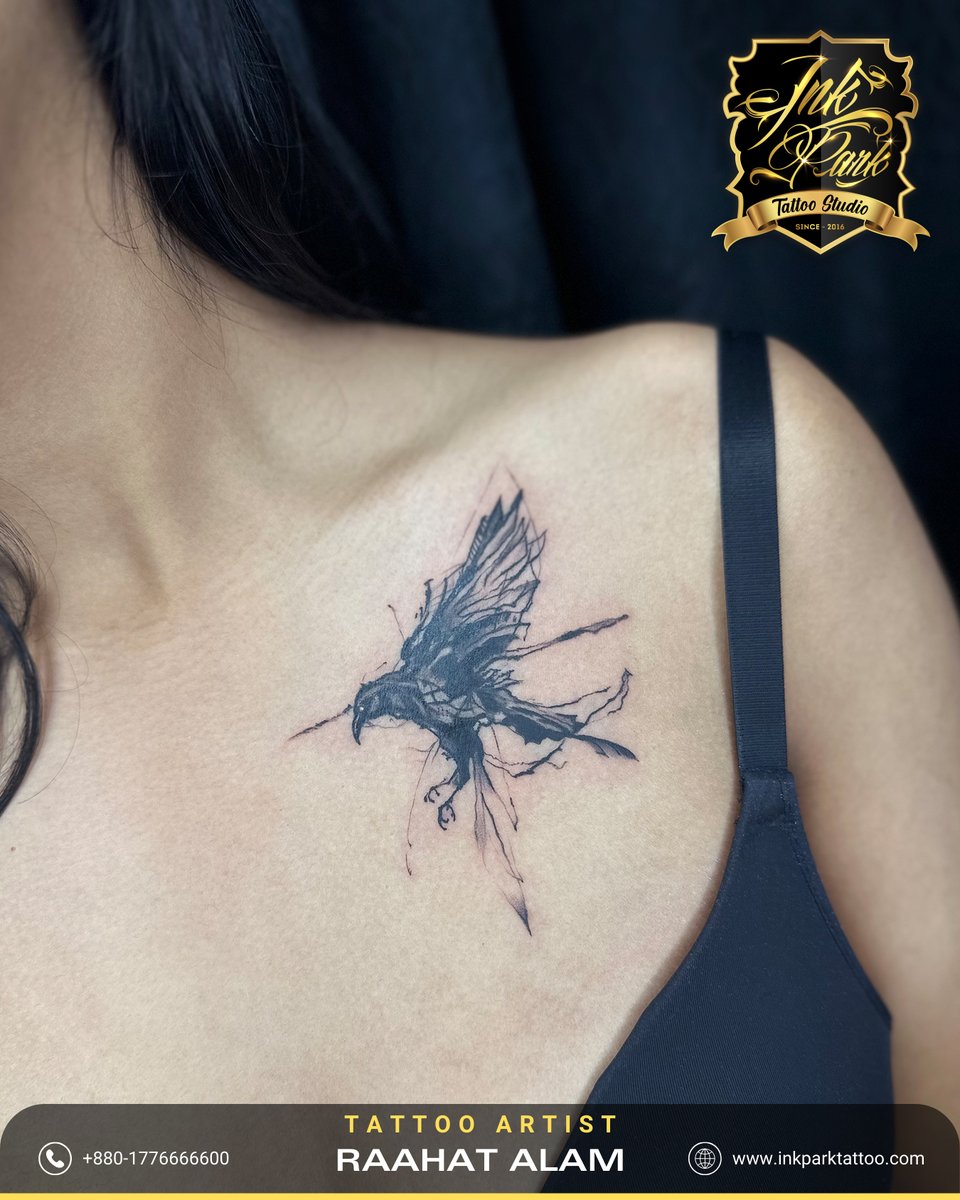“Raven tattoos represent spiritual   connection, or the relationship between the physical and spiritual realm.”

WhatsApp: +880-1776666600
Address: Mirpur DOHS, Avenue 3,   Road 10, House 719.
.
#besttattoostudioindhaka #inkparktattoostudio #permanenttattoo #raventattoo #raven