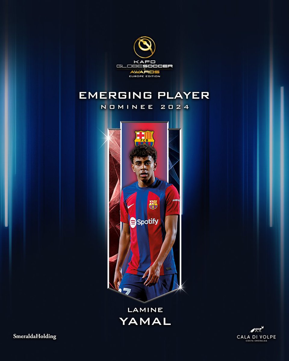 Will Lamine Yamal be named EMERGING PLAYER at the KAFD #GlobeSoccer European Awards?⁣⁣⁣⁣⁣⁣⁣⁣⁣⁣⁣⁣⁣⁣⁣⁣⁣⁣⁣⁣ 🤴 Your vote matters! vote.globesoccer.com/vote/euro-emer…

@LamineeYamal #KAFD #HotelCaladiVolpe #SmeraldaHolding