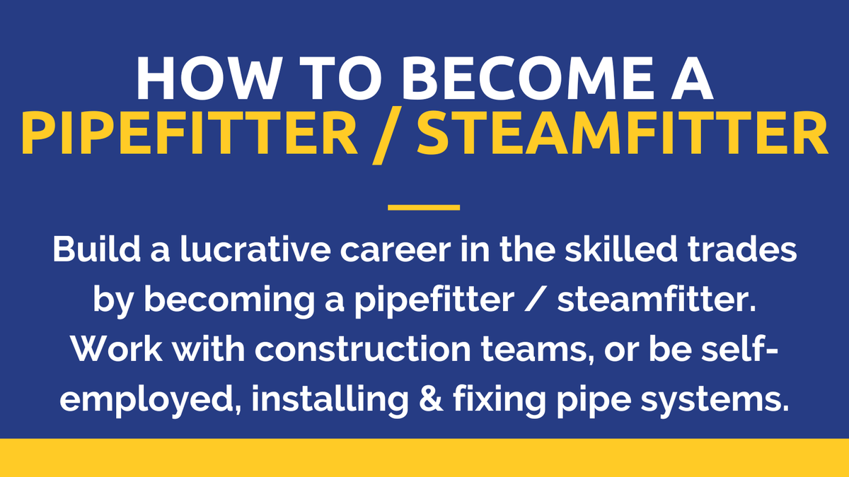 ScholarshipsCA's tweet image. Get a great #career in the #trades by becoming a #pipefitter / #steamfitter. (The name varies, the job is the same!)

You'll install, maintain, and repair piping systems of all kinds, helping Canada build the future.

schoolfinder.com/Discover/Artic…