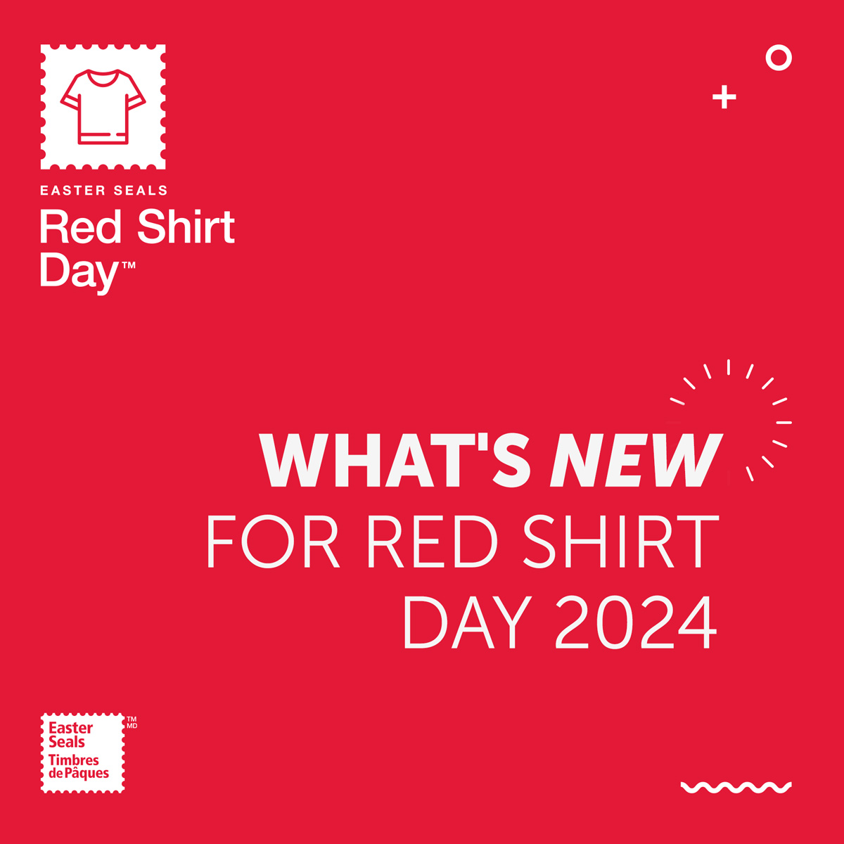 Easter Seals’ Red Shirt Day™ 2024 is on Wednesday, May 29th – now just 2 weeks away, and we invite you to visit redshirtday.ca to see what's new this year!

#RedShirtDay #RedForAccessAbility